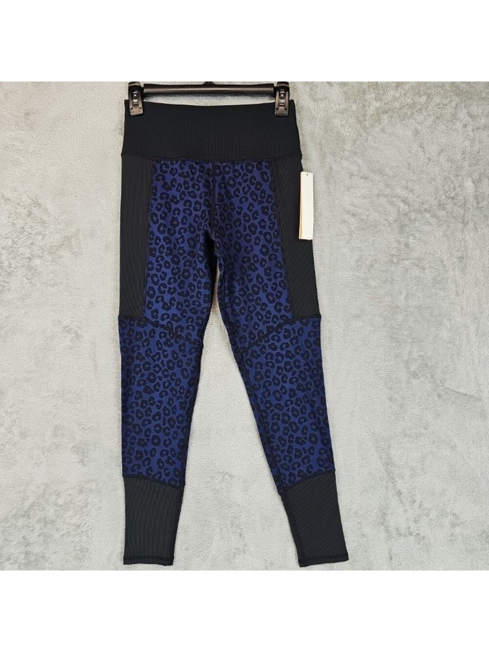 Aqua Athletic Leggings Womens Small Navy Leopard Ankle High Rise Yoga Gym